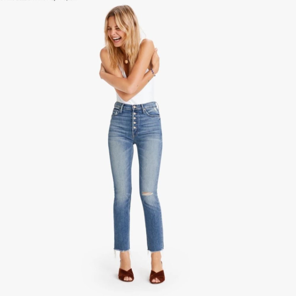 MOTHER DENIM THE PIXIE DAZZLER ANKLE FRAY